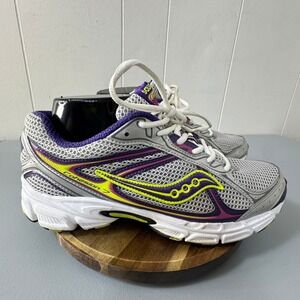 Saucony Cohesion 7 Women's Running Shoes Gray Purple Yellow Sneakers Size 9.5